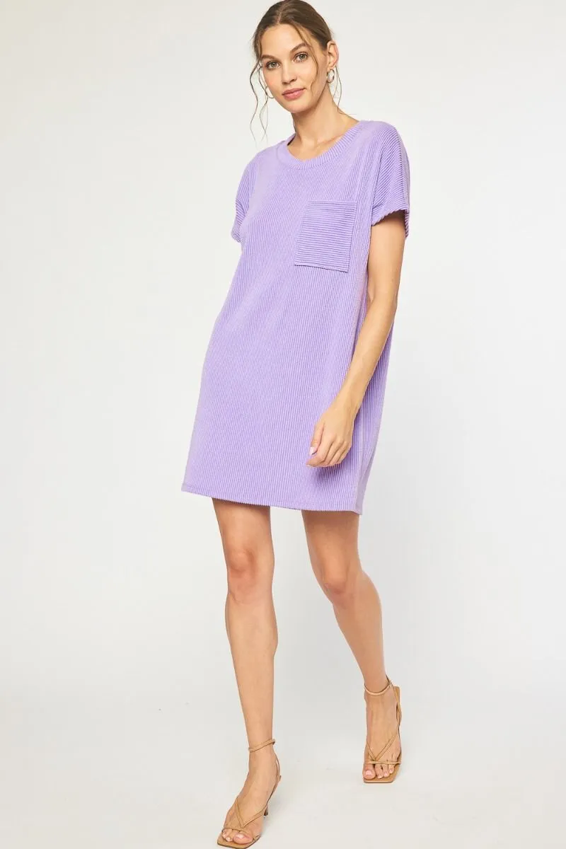 Ribbed T-Shirt Dress {Lavender}