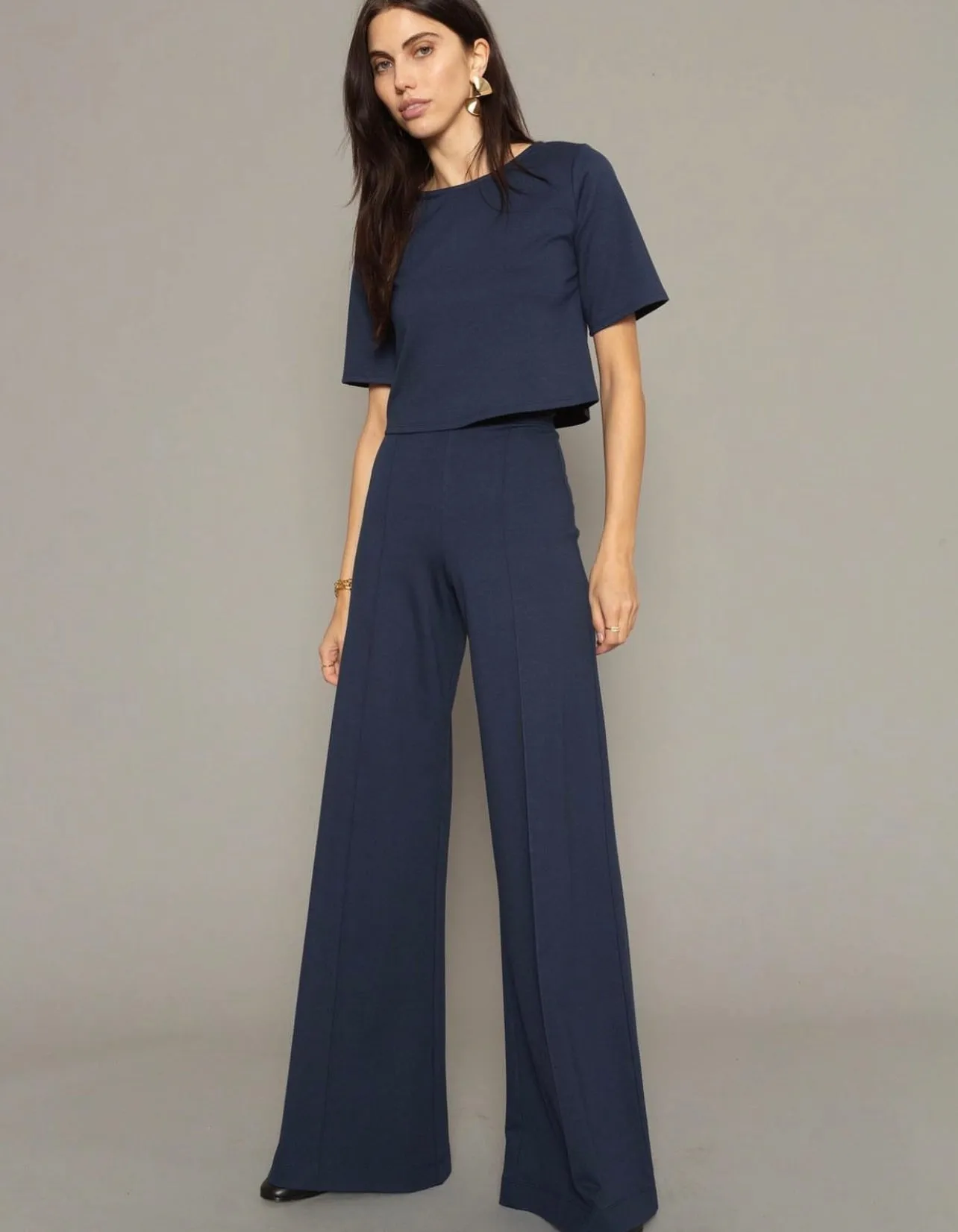 Ripley Rader Navy Ponte Knit Short Sleeve Top