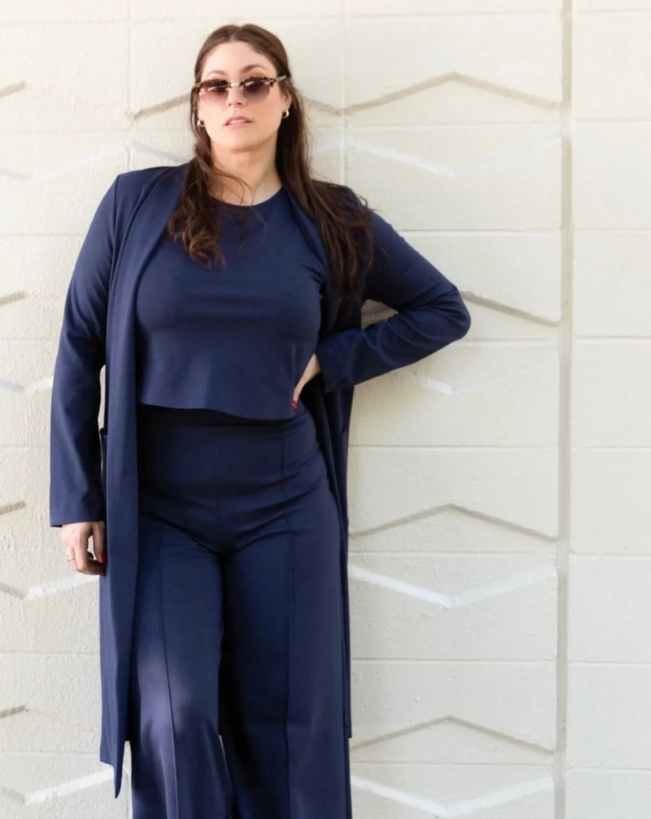 Ripley Rader Navy Ponte Knit Short Sleeve Top