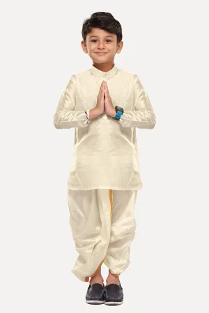 Rising Star - Cream Kurta and Panchakacham 2 in 1 Set For Kids | Uathayam
