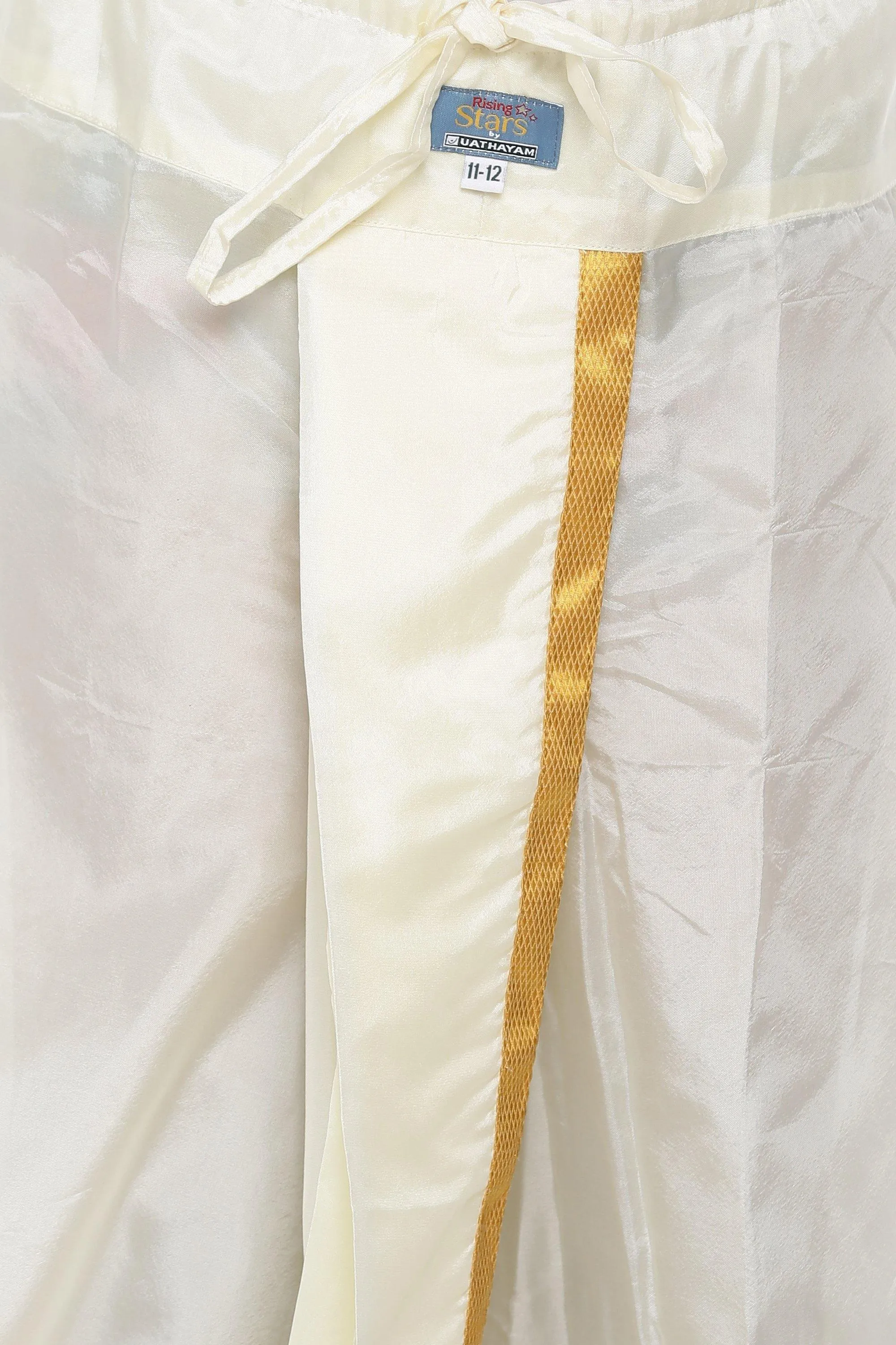 Rising Star - White Kurta and Panchakacham 2 in 1 Set For Kids | Uathayam