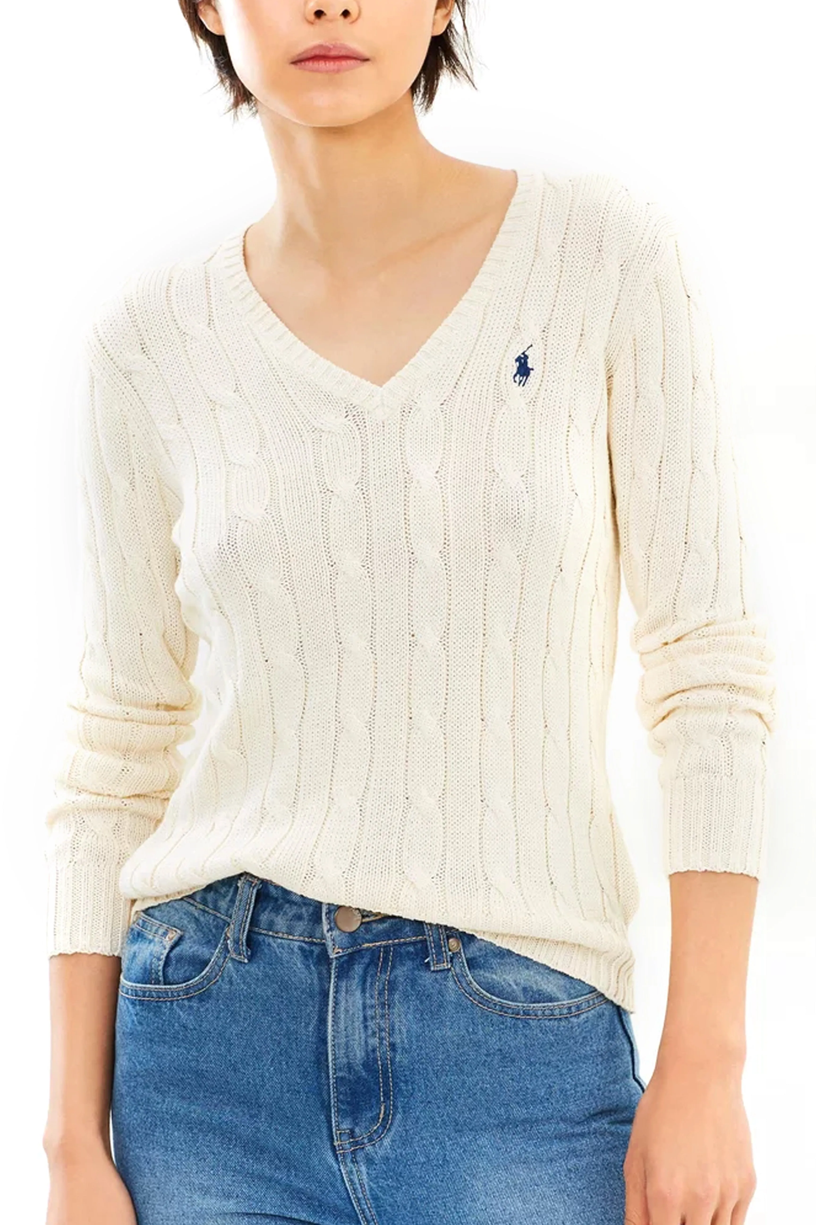 RL Lauren Buchanan Cotton Cabled Patch Sweater