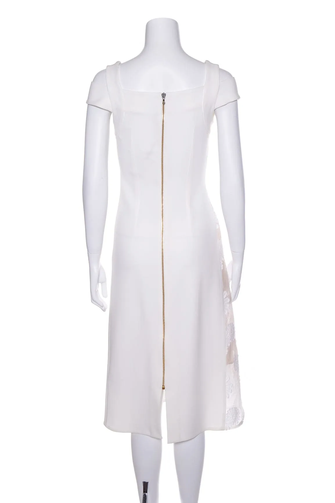 Roland Mouret White Sleeveless Floral Dress SZ 2