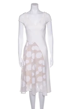 Roland Mouret White Sleeveless Floral Dress SZ 2