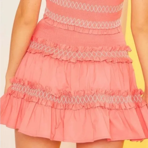 Ruffle And Shirring Mini Skirt