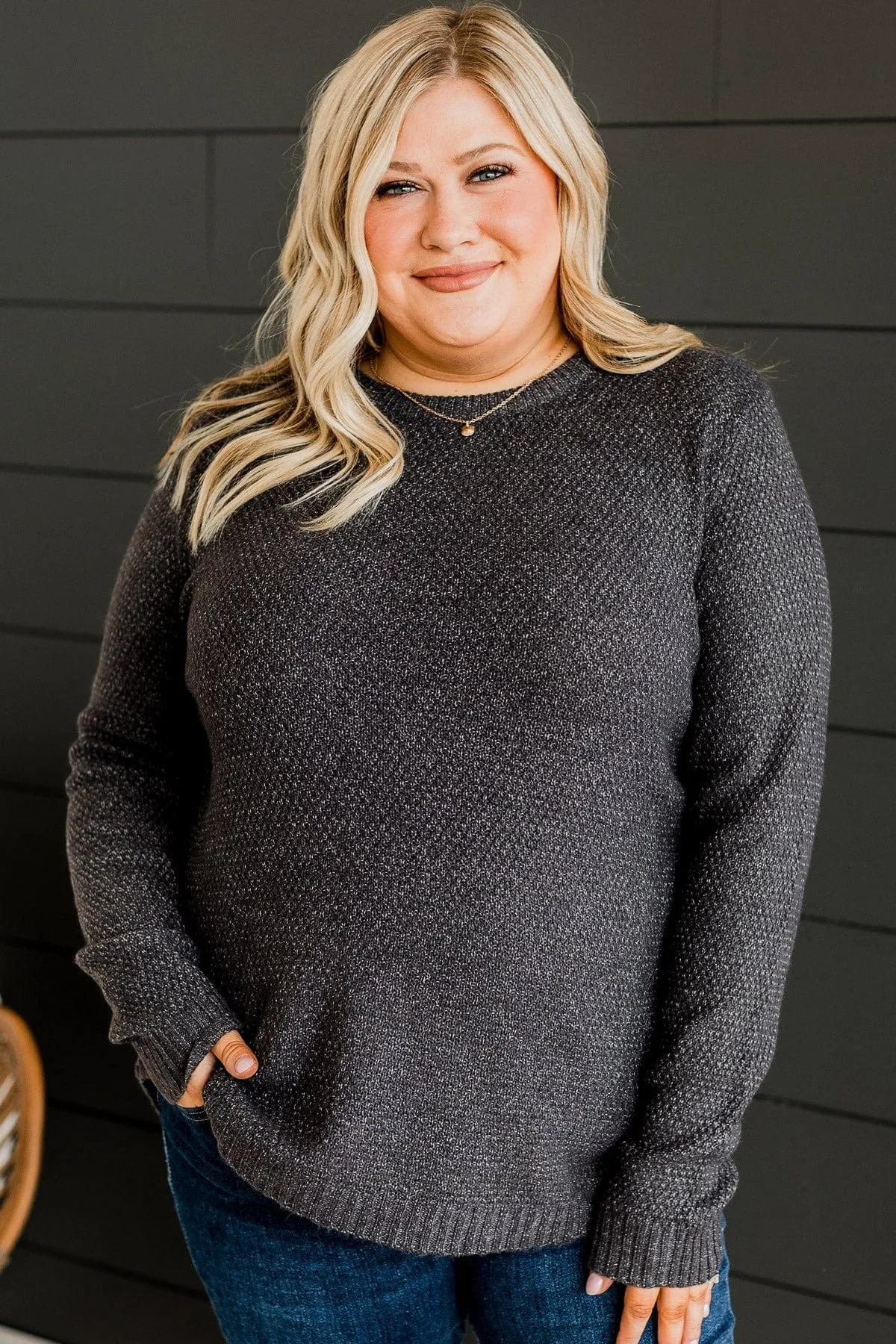 Runway Beauty Knit Sweater- Charcoal