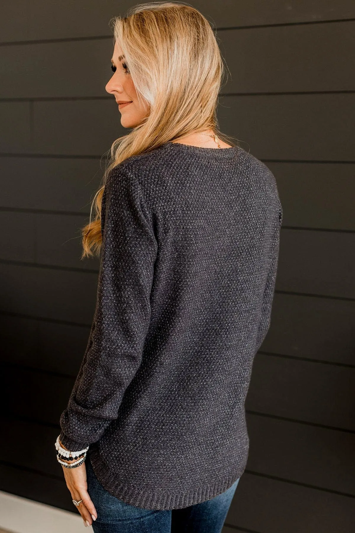 Runway Beauty Knit Sweater- Charcoal