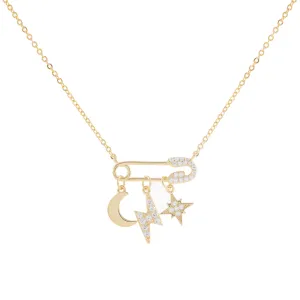 Safety Pin X Charms Necklace