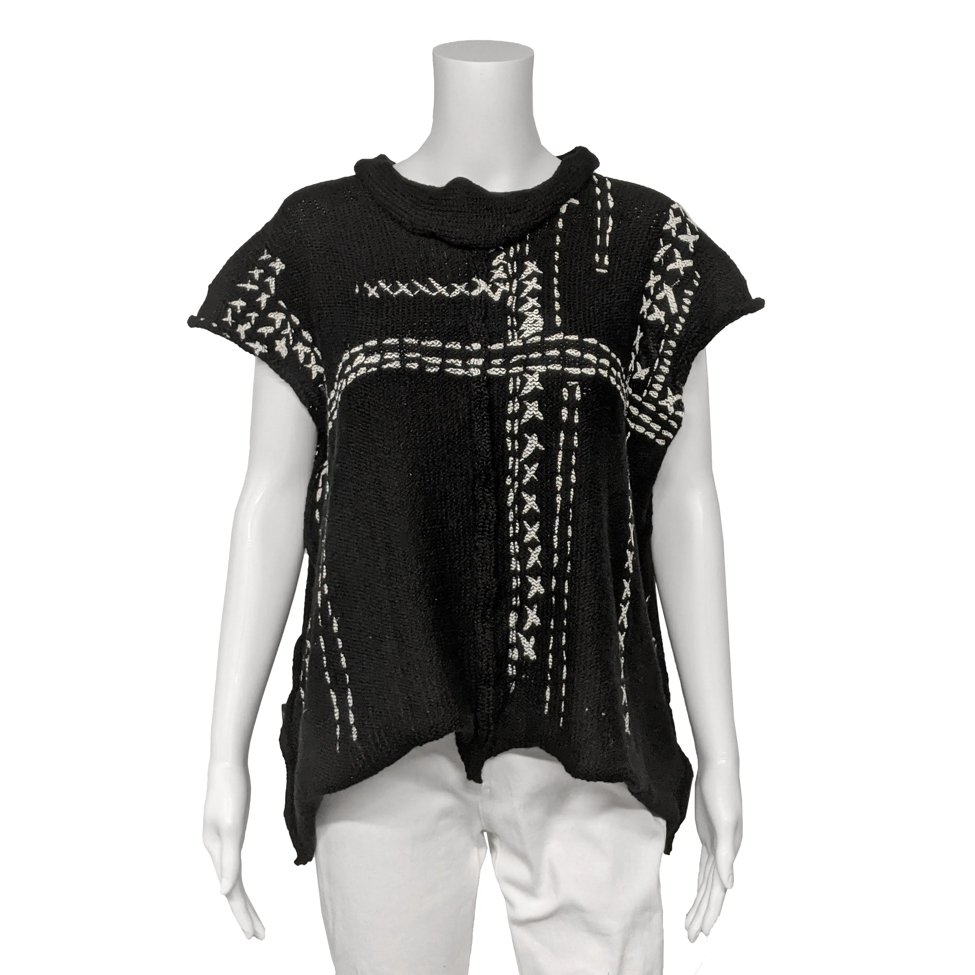 SALE! Stopper Pullover in Black White Stitch by Paper Temple