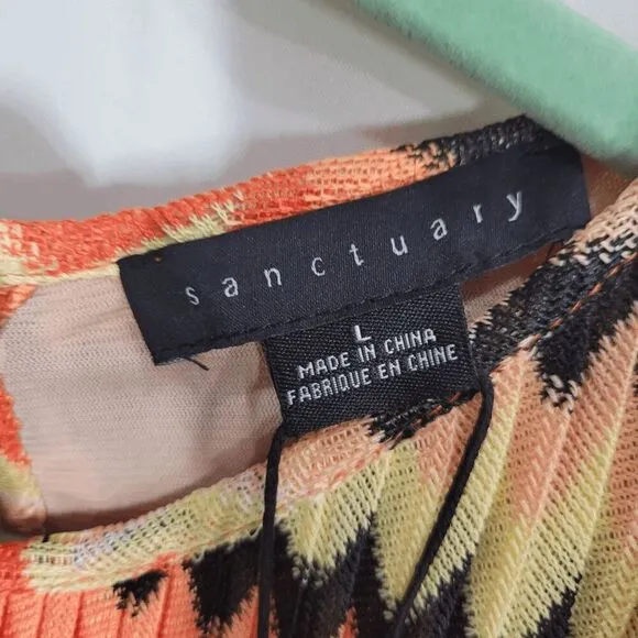 Sanctuary Citrus Stripe Summer Crochet Mini Dress Large