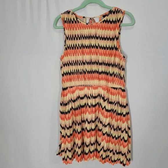 Sanctuary Citrus Stripe Summer Crochet Mini Dress Large