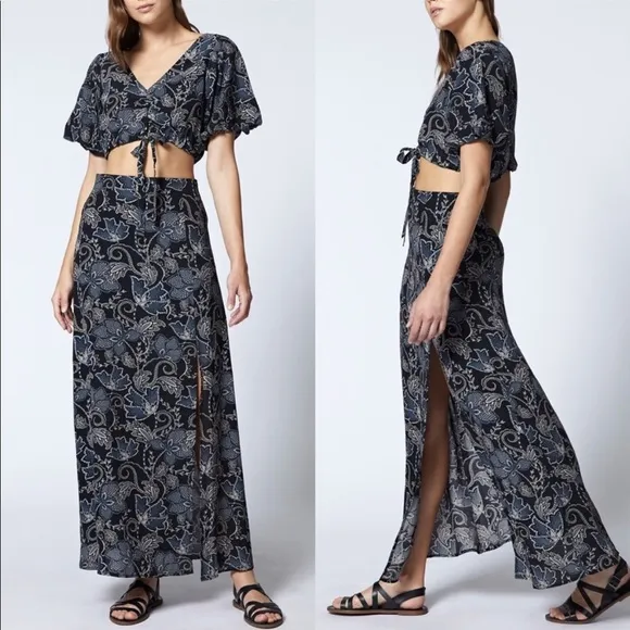 Sanctuary Phoenix Wild Flower Side Slit Maxi Skirt