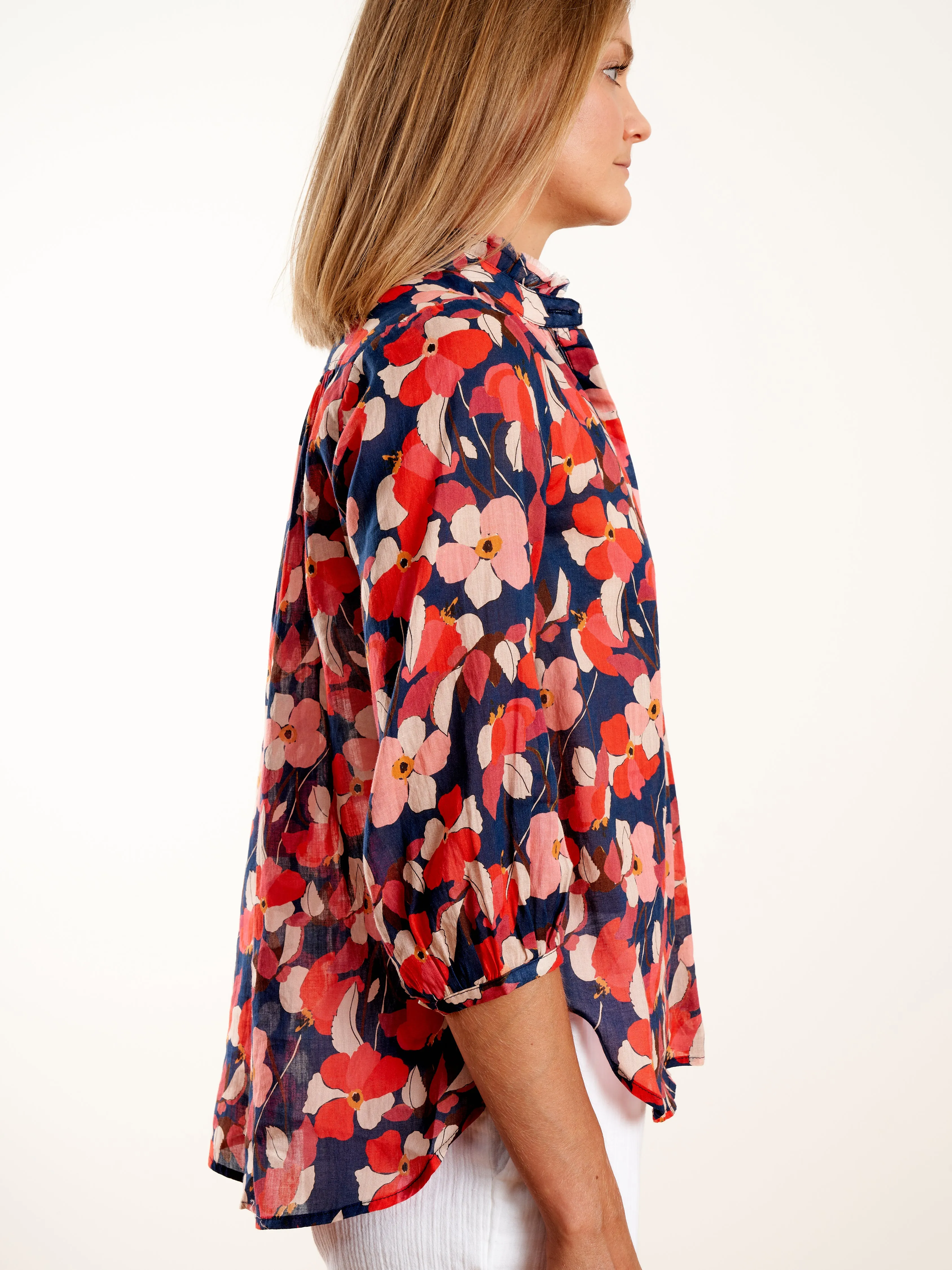 sara henley shirt - navy floral