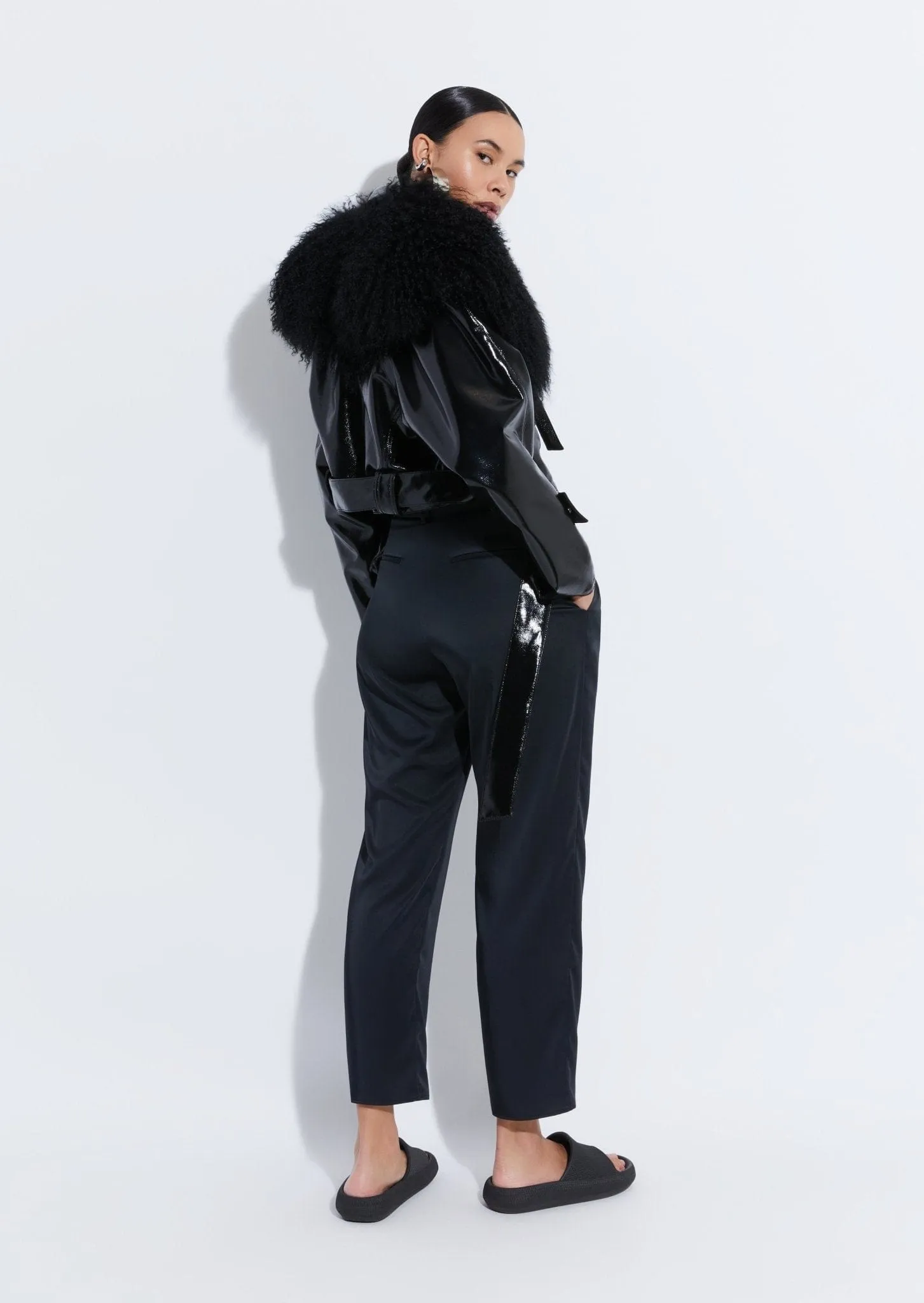 Satin Belted Cropped Pant
