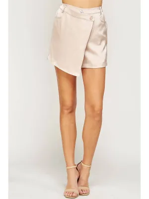 Satin Wrap Skort {Taupe}