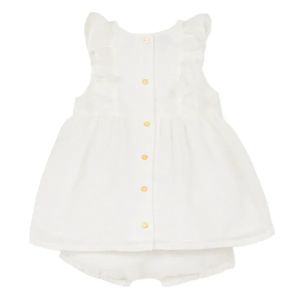 Savana Yellow Dots Dress and matching bloomers - 3m, 2Y and 3Y