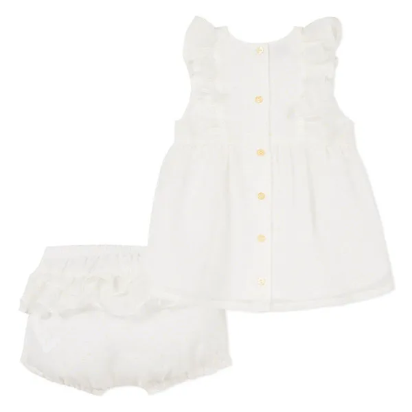 Savana Yellow Dots Dress and matching bloomers - 3m, 2Y and 3Y