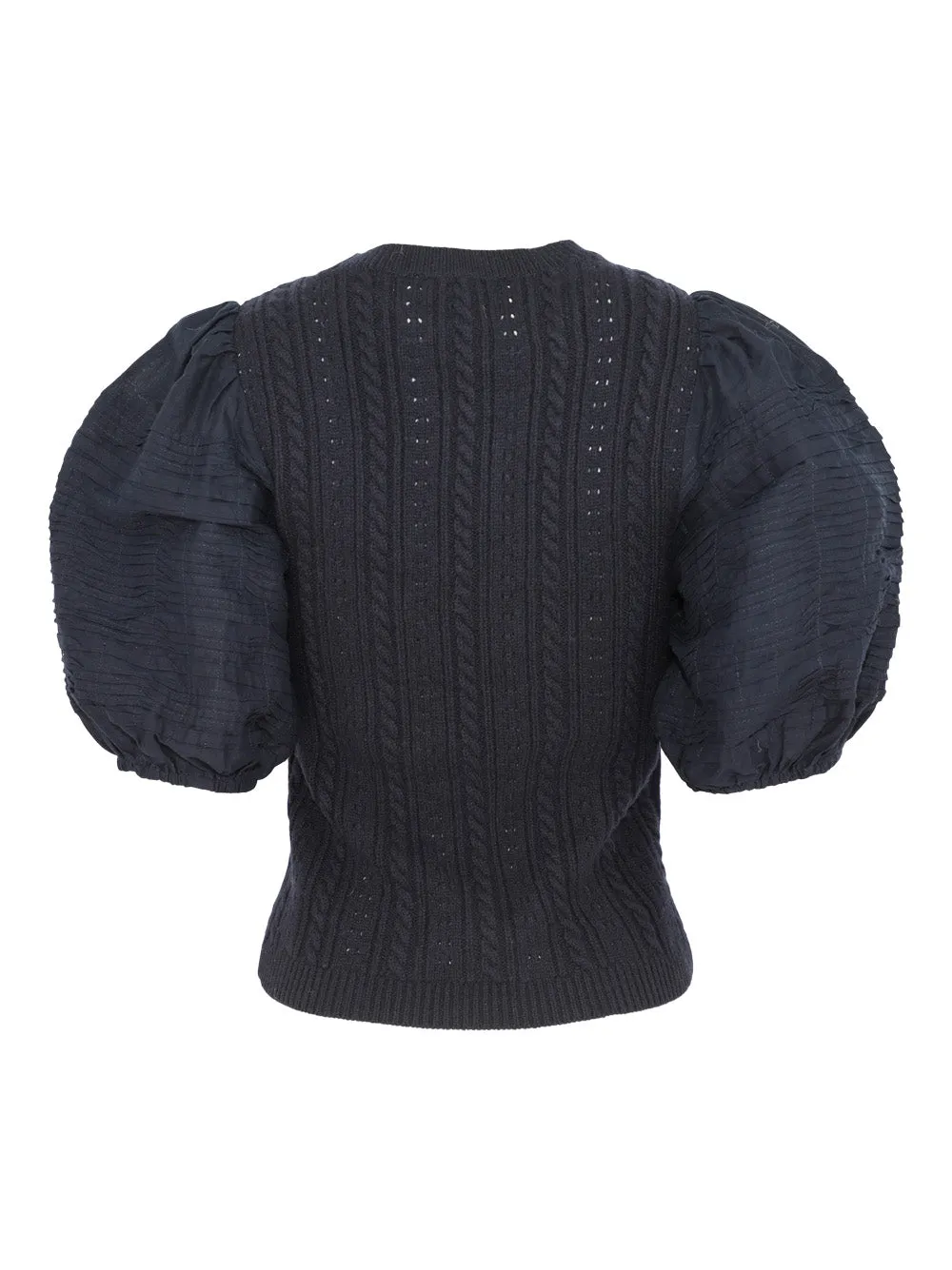 Sea Myra Cotton Combo Sleeved Sweater in Navy