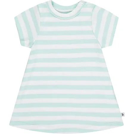 Seafoam & White Stripe Short Sleeve Dress