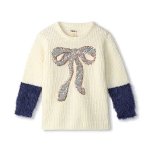Sequin Bow Fluffy Sleeve Sweater
