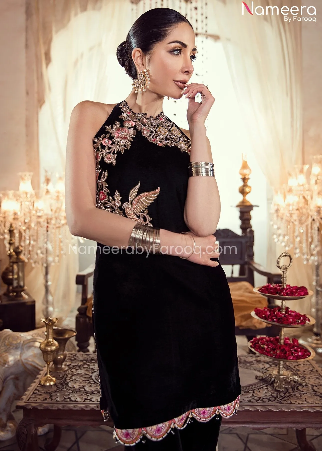Short Shirt with Capri Pakistani Wedding Party Dress #PN03