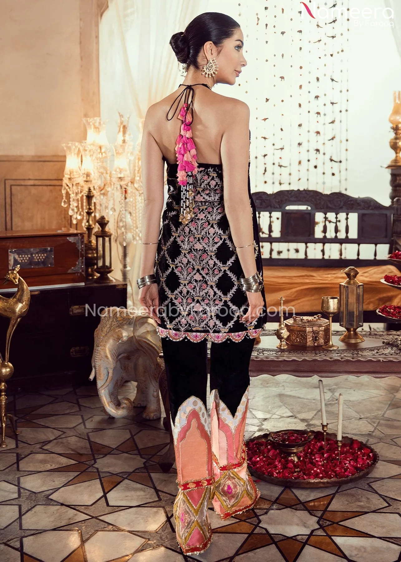 Short Shirt with Capri Pakistani Wedding Party Dress #PN03