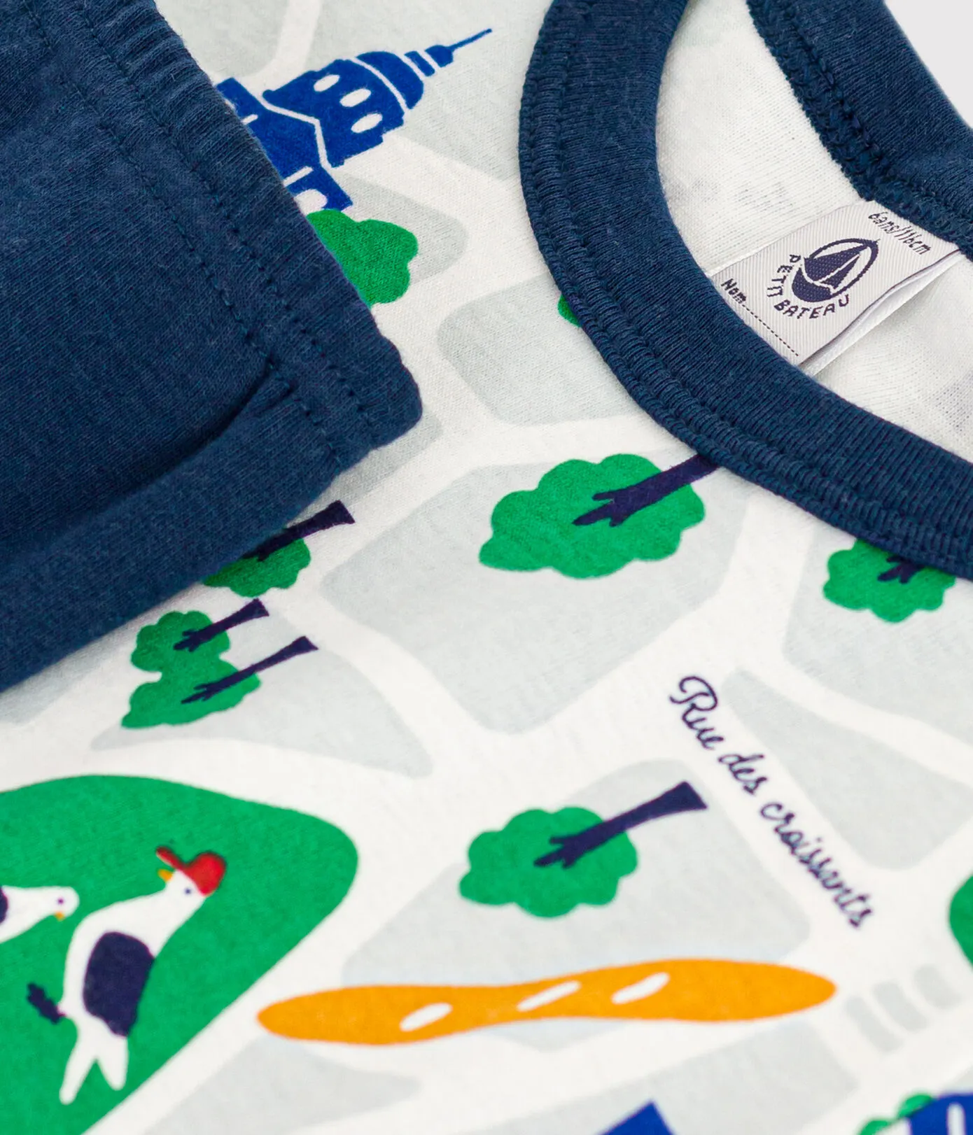 Short Sleeve Paris Print Pajama Set in Navy