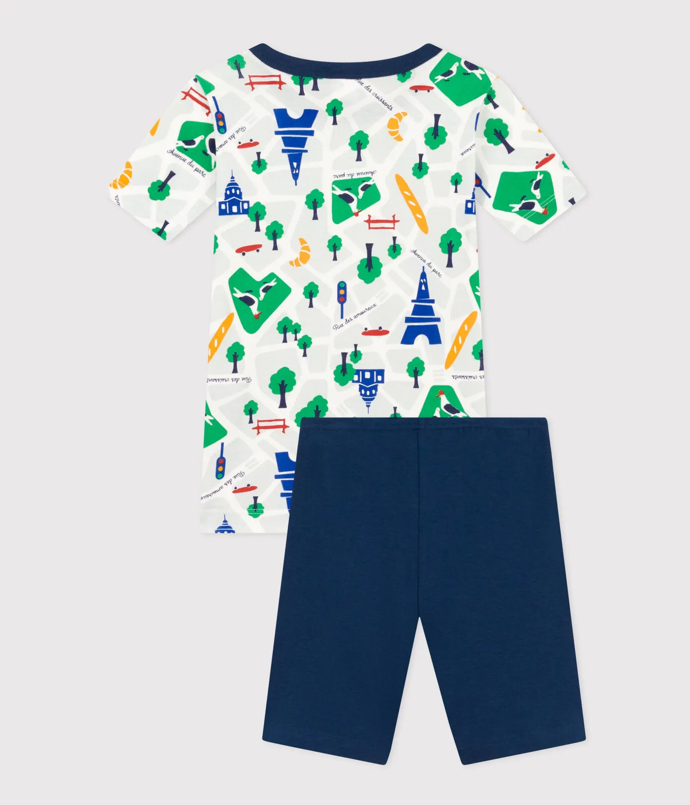 Short Sleeve Paris Print Pajama Set in Navy
