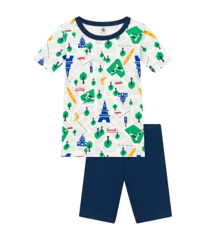Short Sleeve Paris Print Pajama Set in Navy