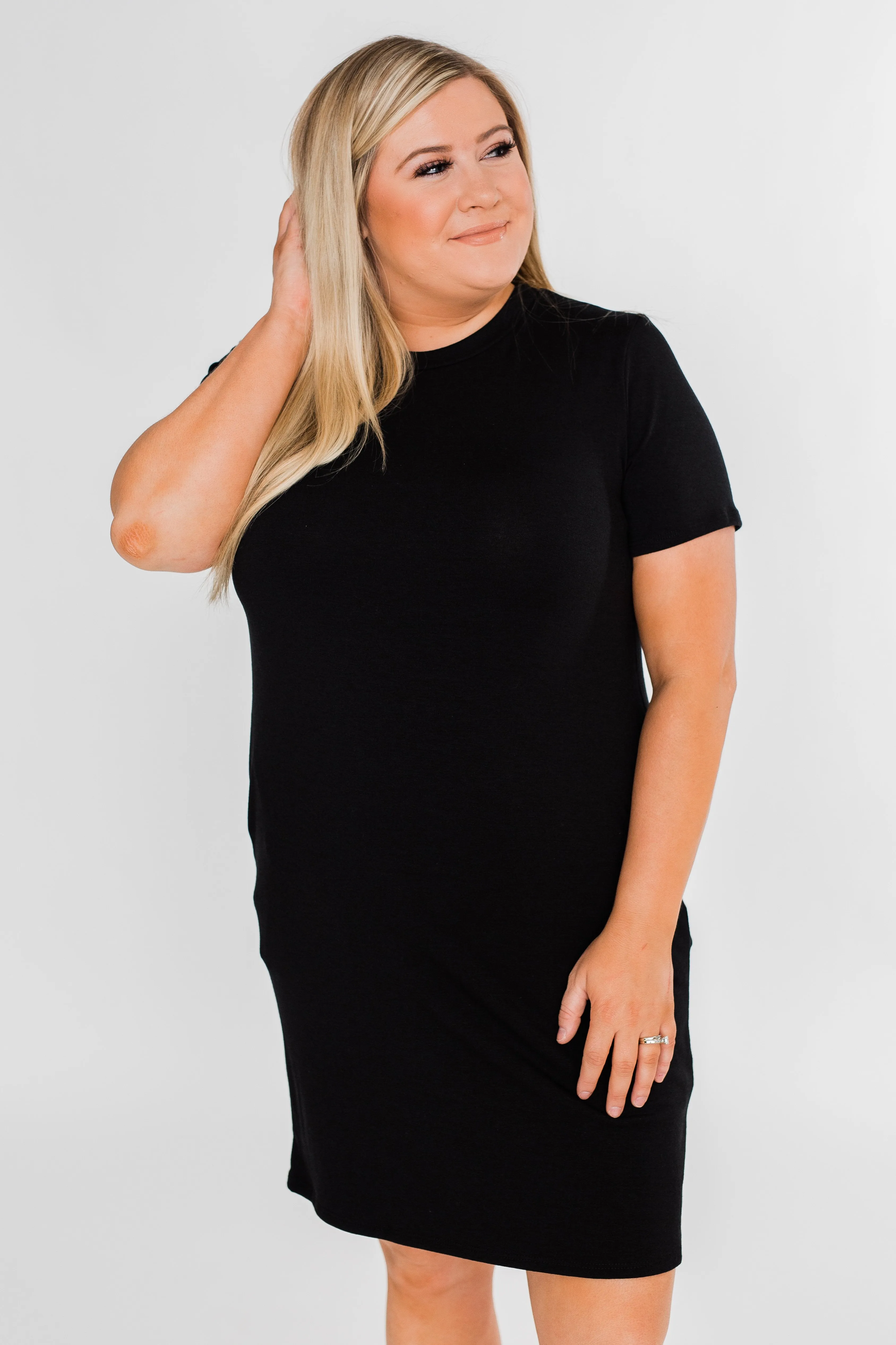 Short Sleeve T-Shirt Dress- Black