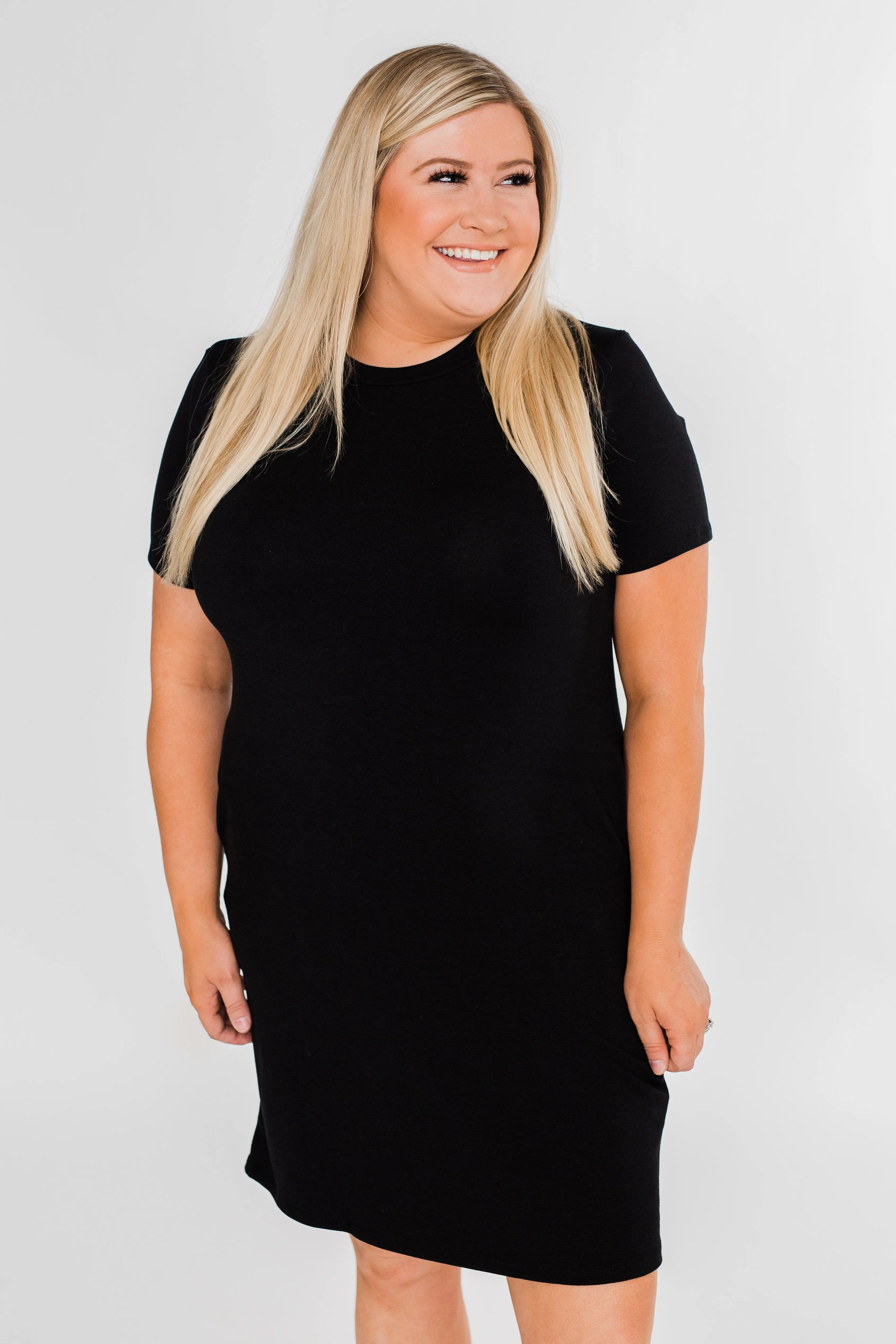 Short Sleeve T-Shirt Dress- Black