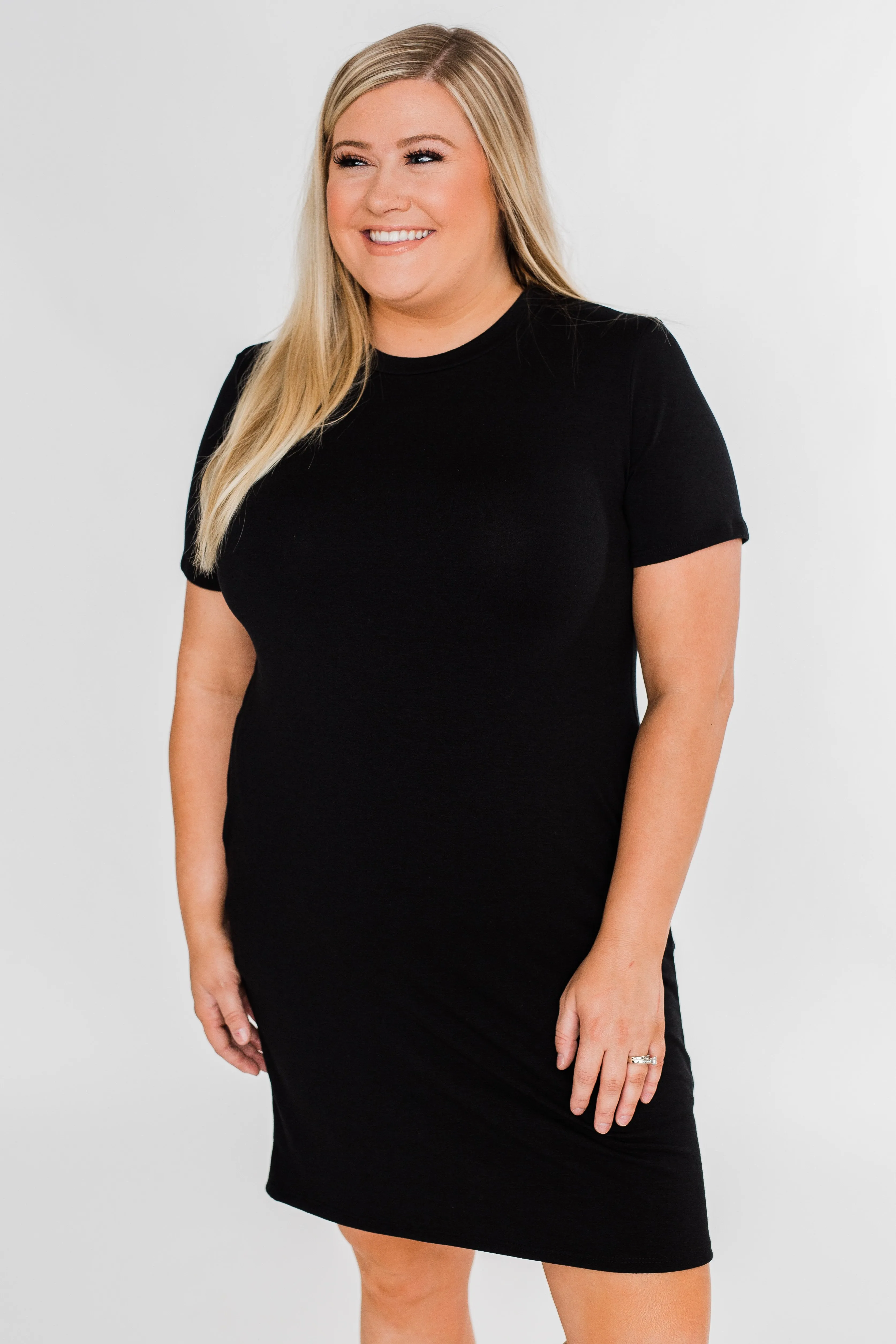 Short Sleeve T-Shirt Dress- Black
