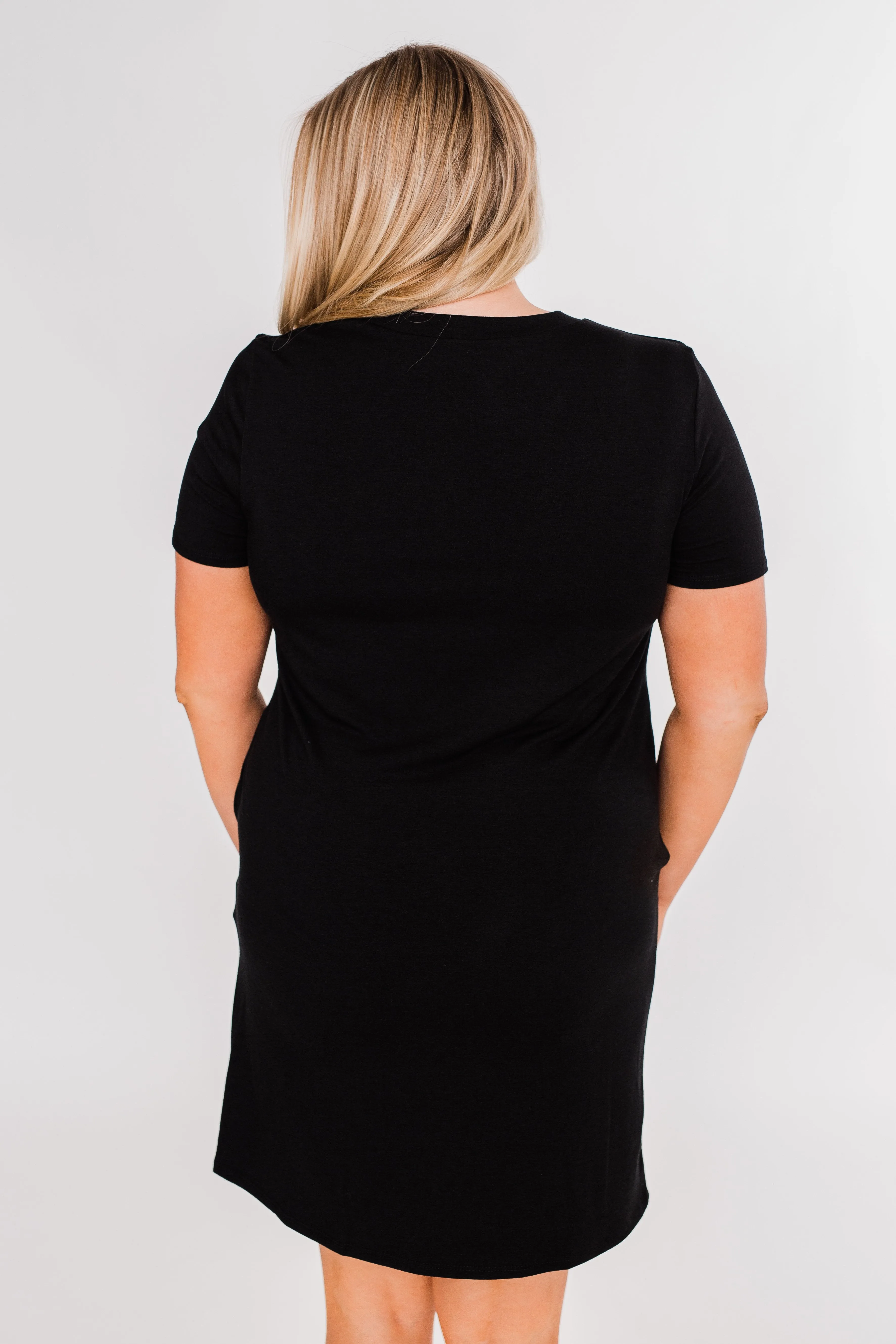 Short Sleeve T-Shirt Dress- Black