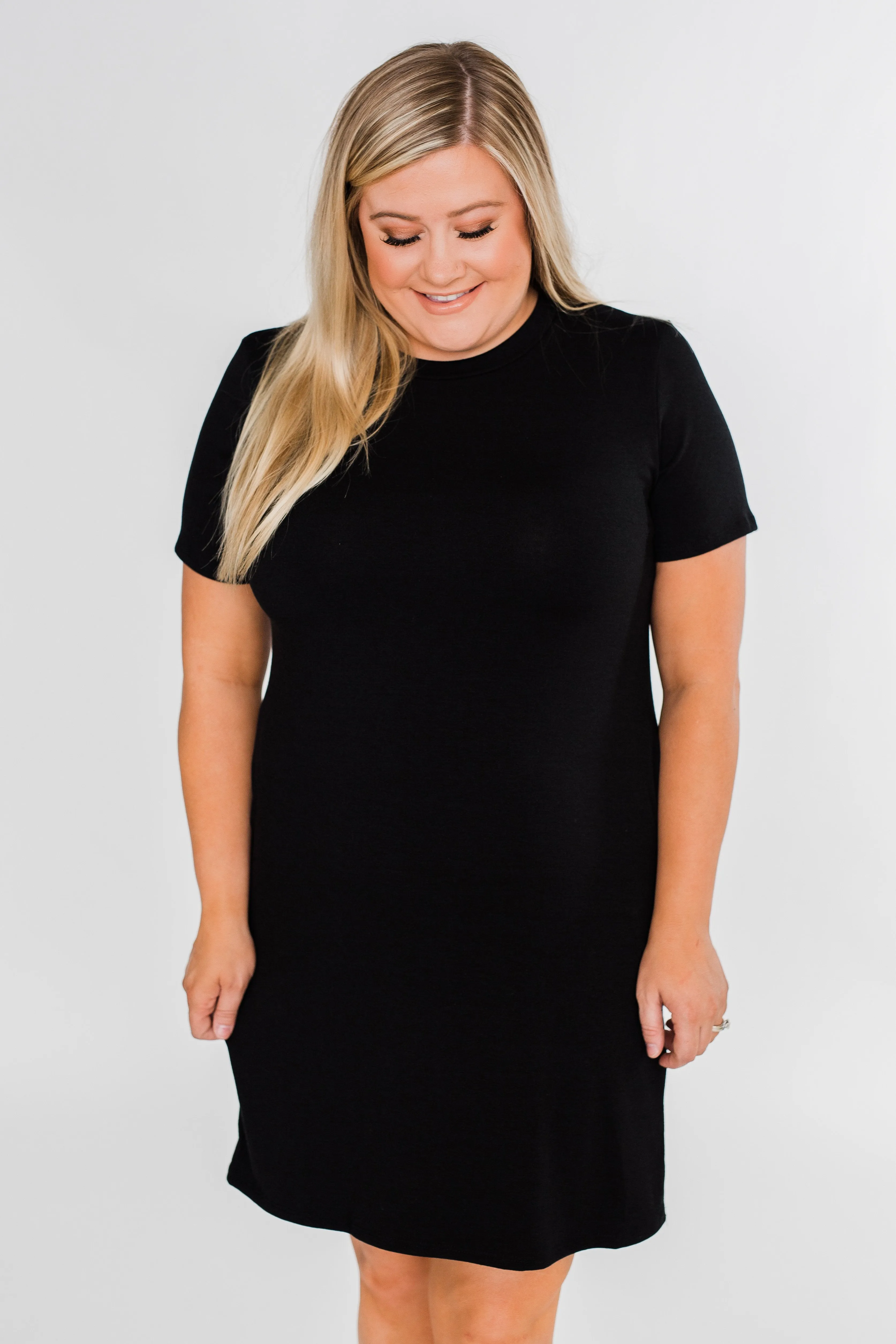 Short Sleeve T-Shirt Dress- Black