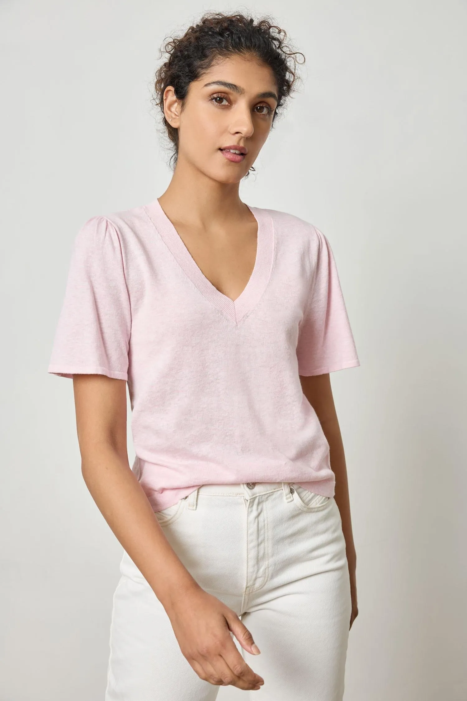 Short Sleeve V-neck Sweater PA2862