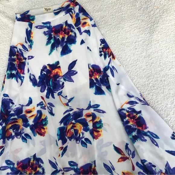 Show Me Your Mumu maxi skirt Princess Di floral Petal Paint small blue white