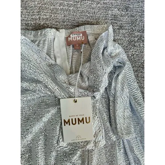 Show Me Your Mumu Silver Wrap Me Up Skirt, White Confetti, Prom, Party, NWT SZ S