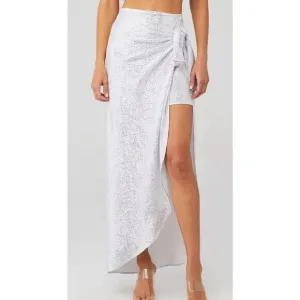 Show Me Your Mumu Silver Wrap Me Up Skirt, White Confetti, Prom, Party, NWT SZ S