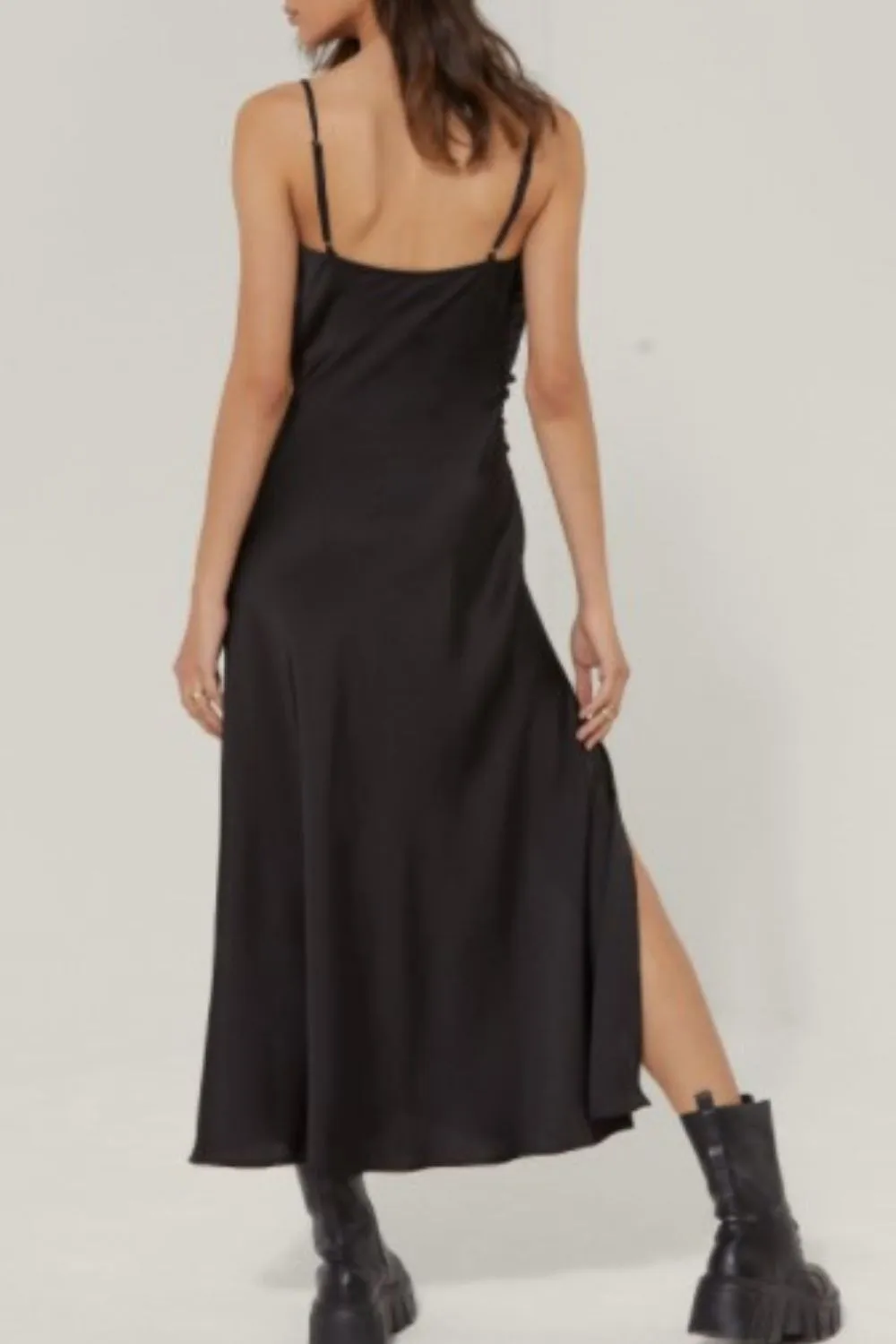 Side Slit Button Midi Dress