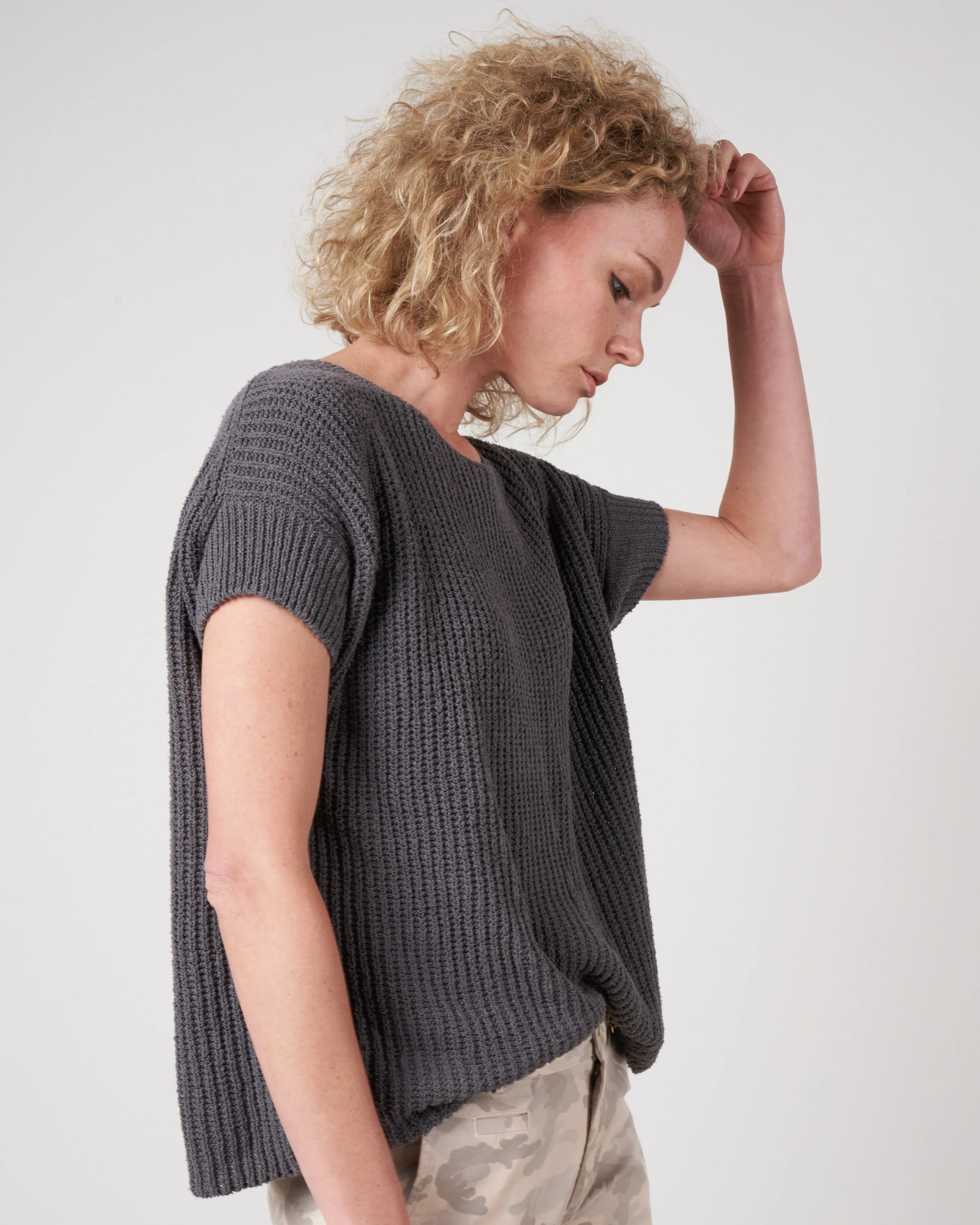 silk pullover - stone grey