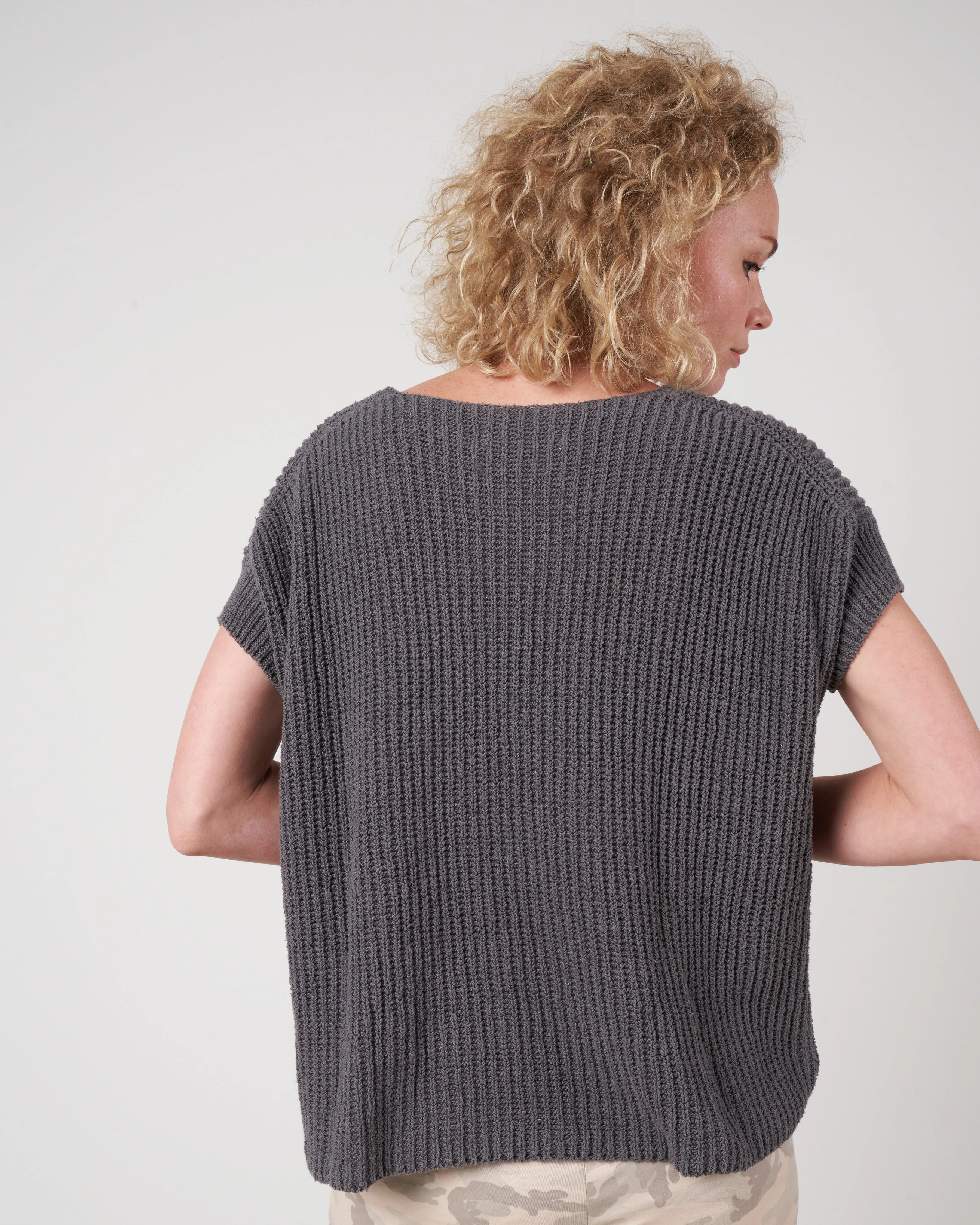 silk pullover - stone grey