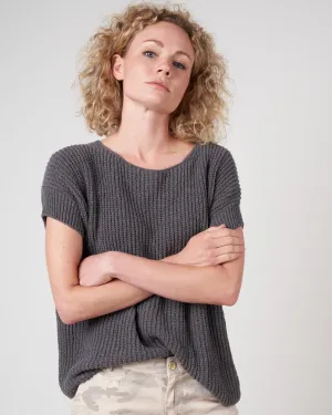 silk pullover - stone grey