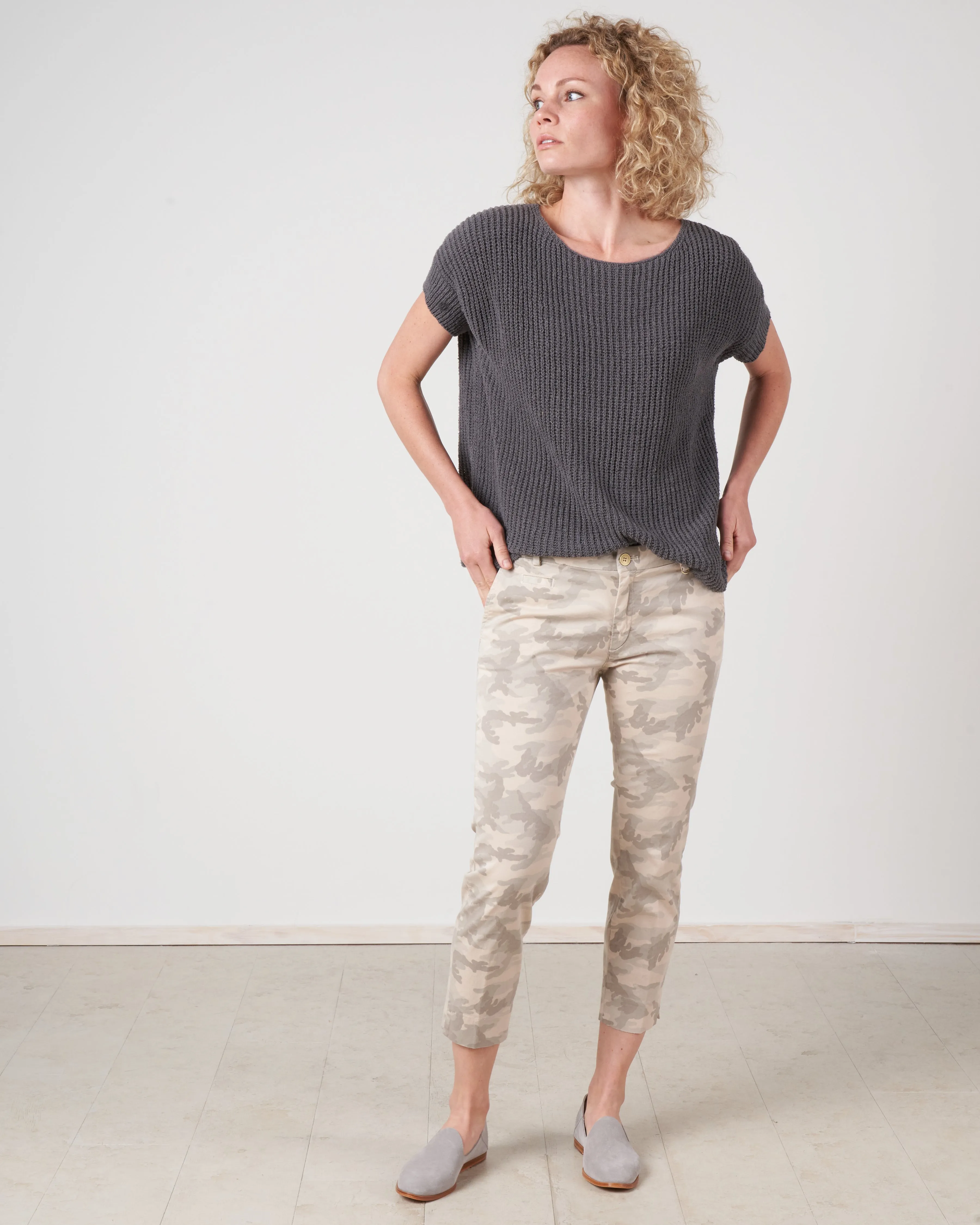 silk pullover - stone grey