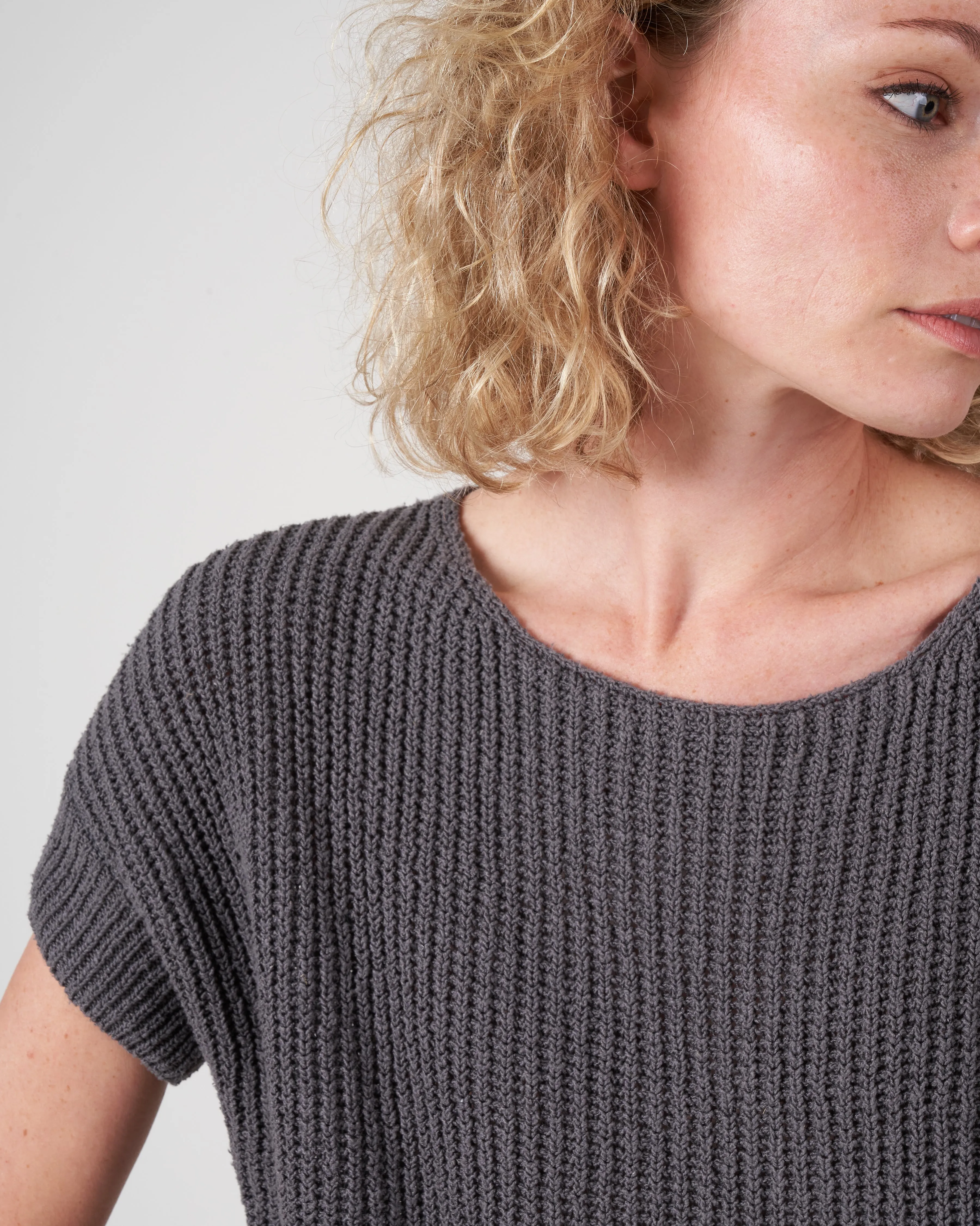 silk pullover - stone grey