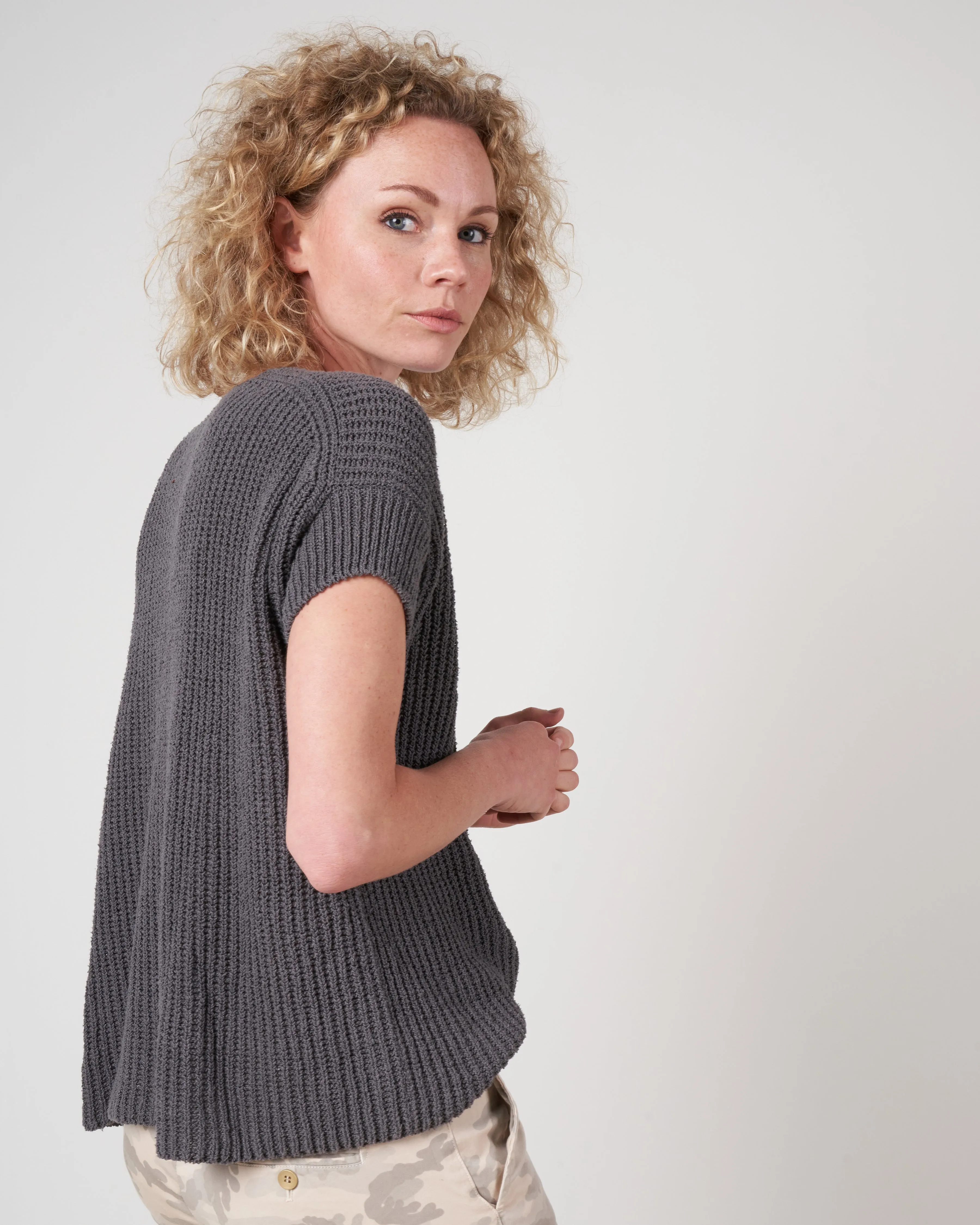 silk pullover - stone grey