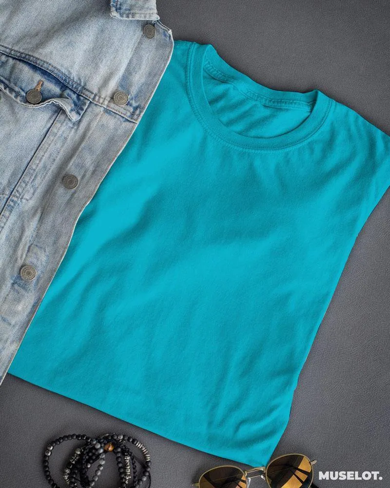 Sky blue plain mens t shirt