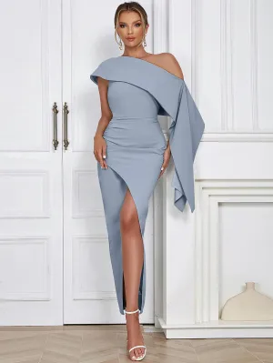 Sleeveless Forward Fork Maxi Bodycon Dress HB02460