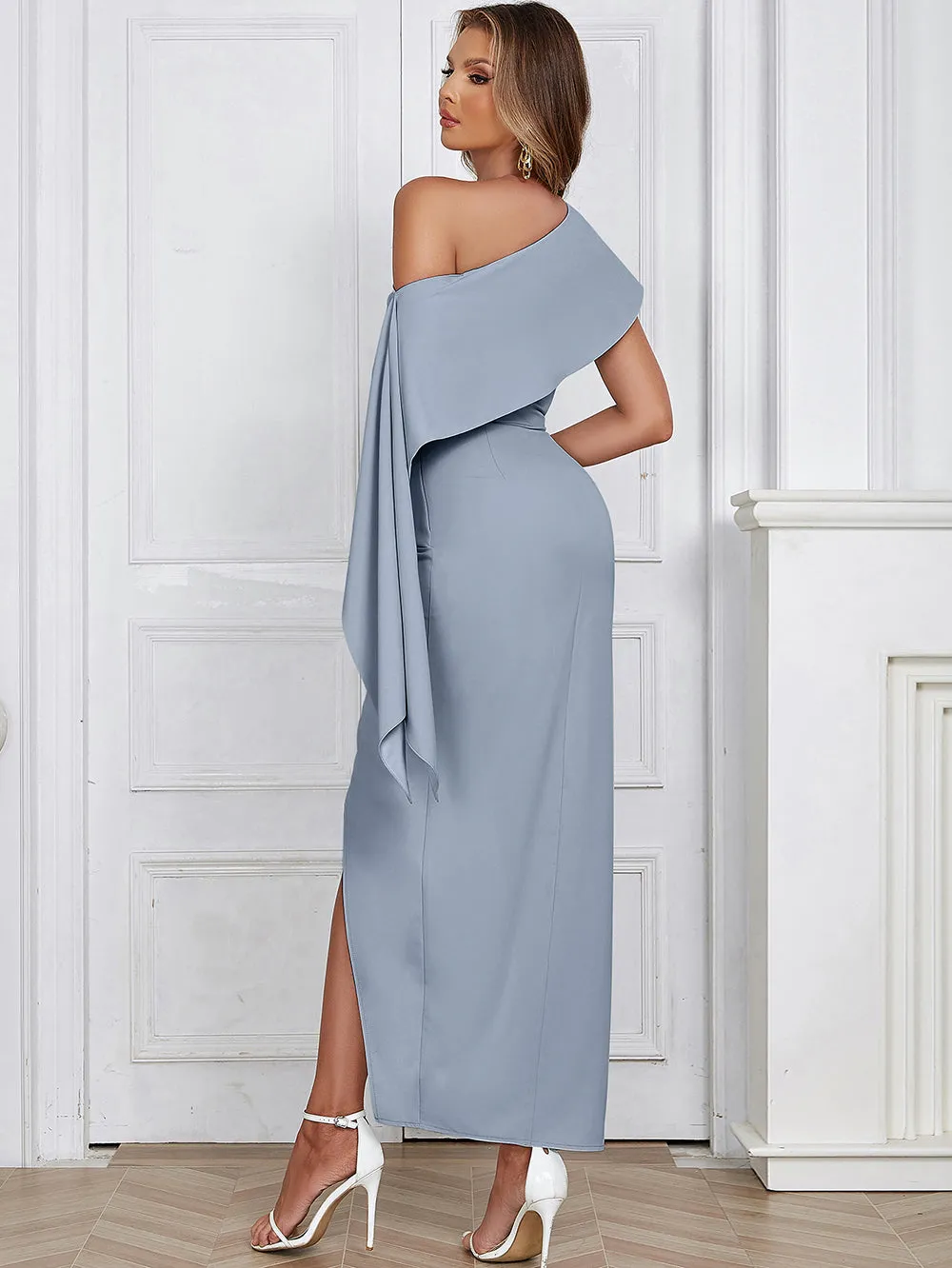 Sleeveless Forward Fork Maxi Bodycon Dress HB02460