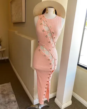 Sleeveless Grommet Maxi Dress