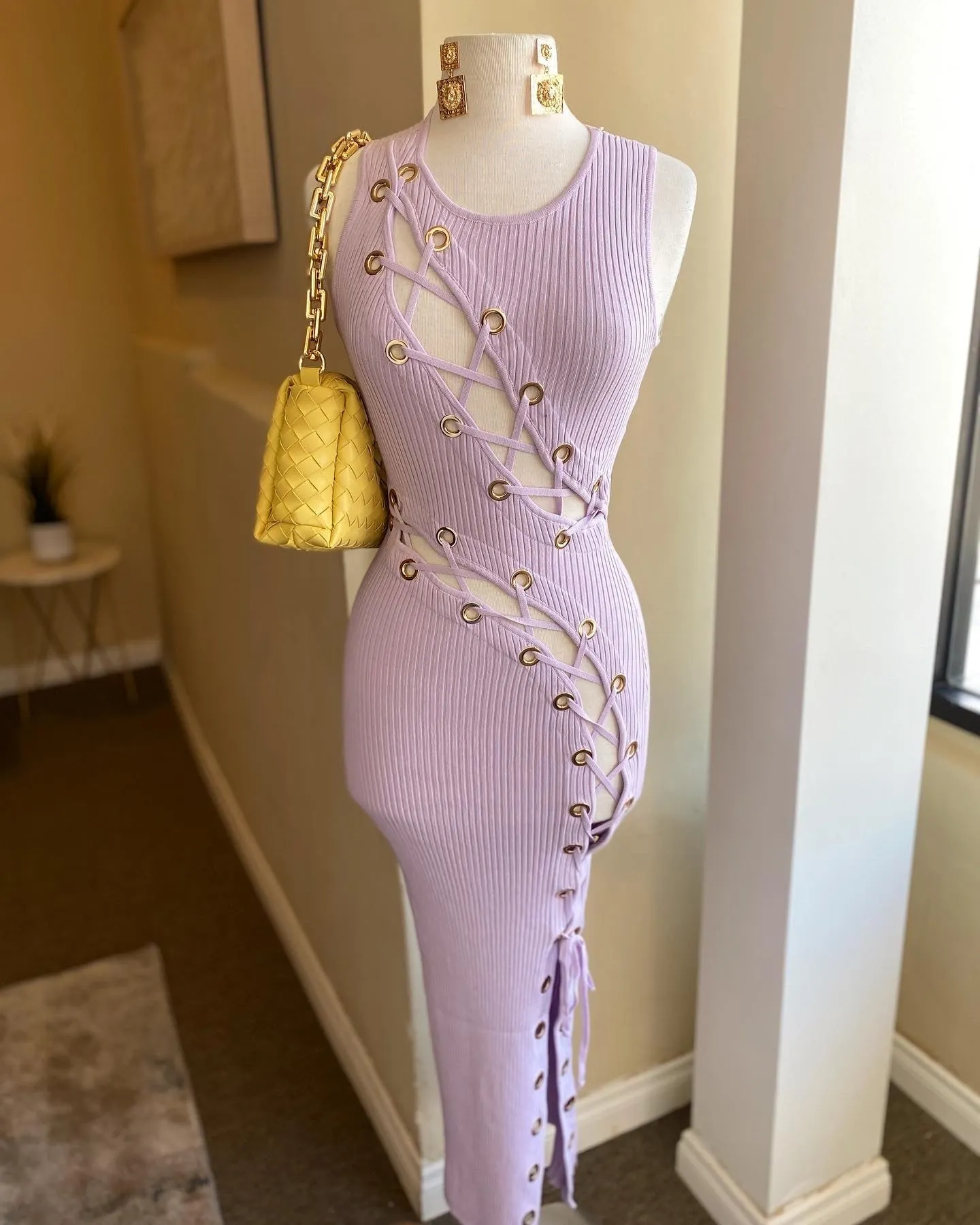Sleeveless Grommet Maxi Dress